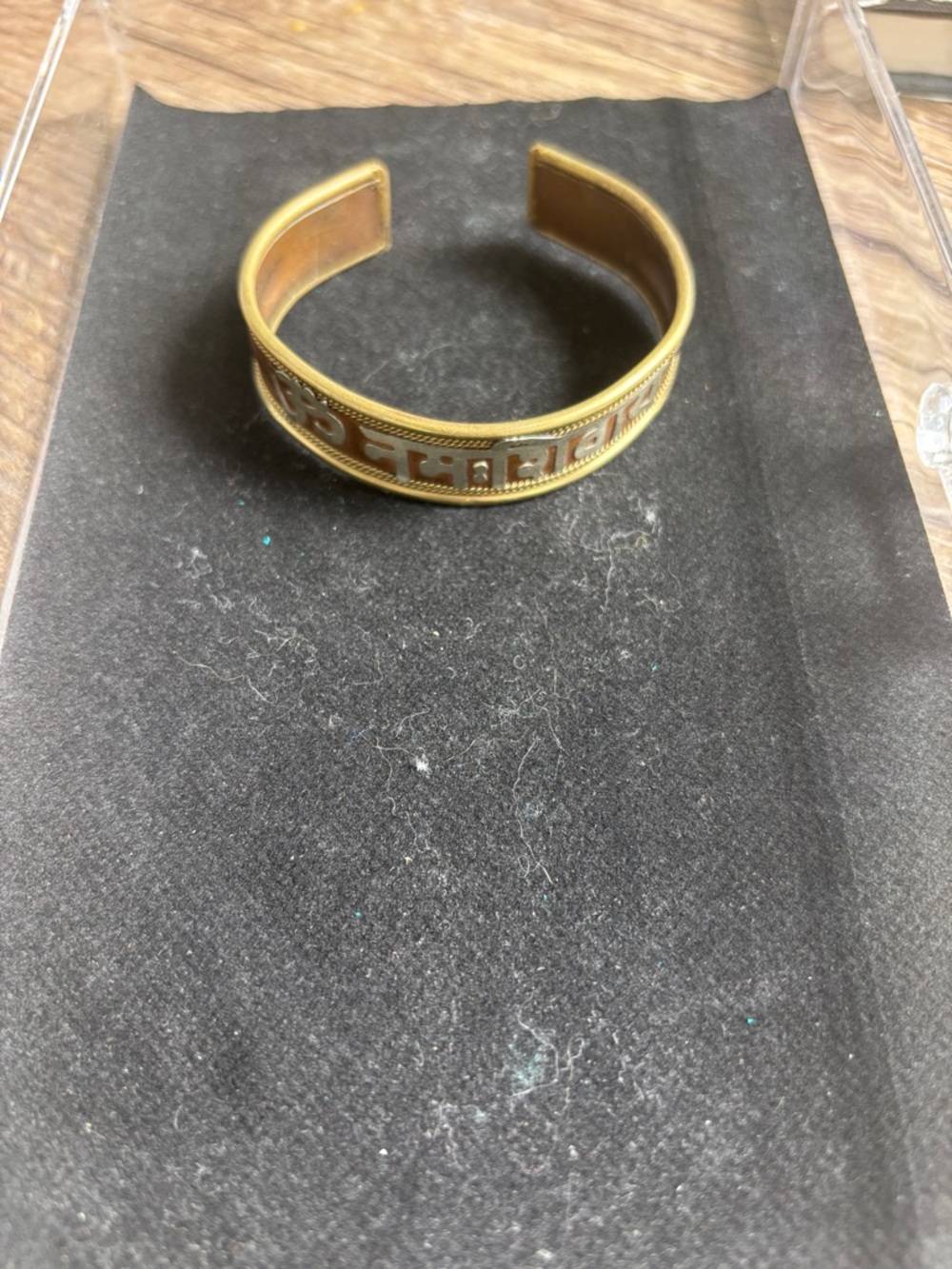 Indian-Made- Gold Tone Open Cuff Bracelet with Cutout Design